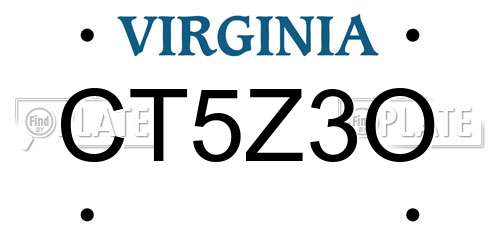 CT5Z3O Virginia License Plate