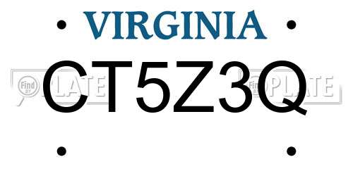 CT5Z3Q Virginia License Plate