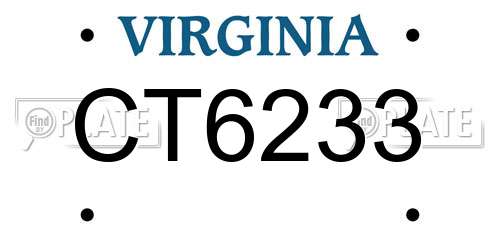 CT6233 Virginia License Plate