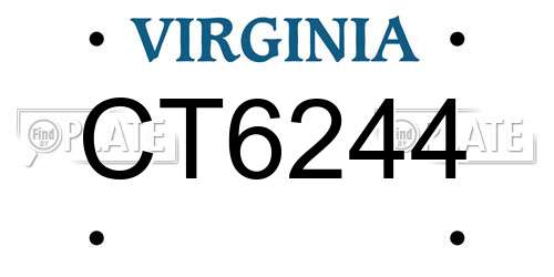 CT6244 Virginia License Plate