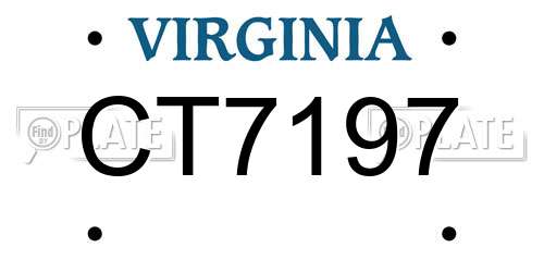 CT7197 Virginia License Plate