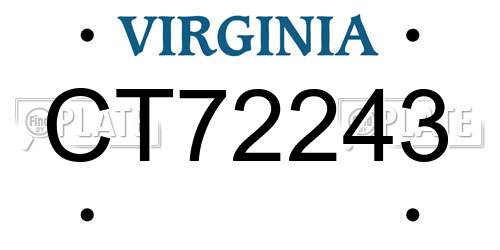 CT72243 Virginia License Plate