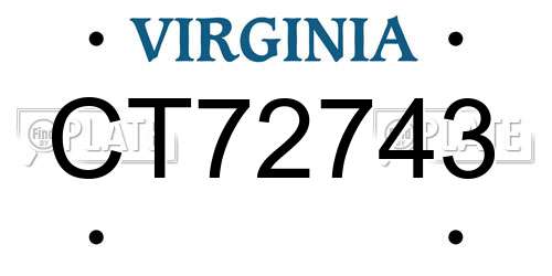 CT72743 Virginia License Plate