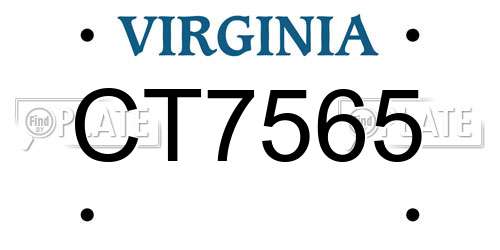 CT7565 Virginia License Plate