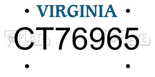 CT76965 Virginia License Plate