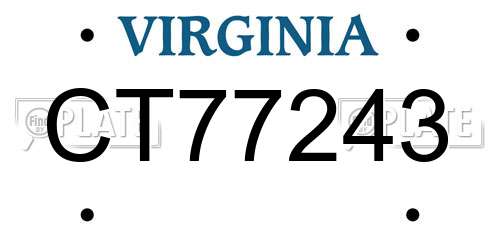 CT77243 Virginia License Plate