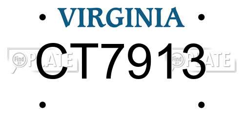 CT7913 Virginia License Plate