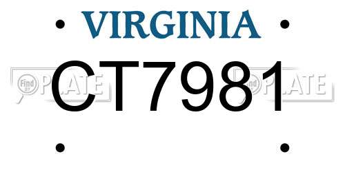 CT7981 Virginia License Plate