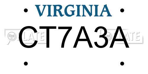 CT7A3A Virginia License Plate