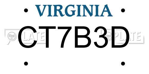 CT7B3D Virginia License Plate