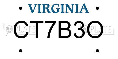 CT7B3O Virginia License Plate