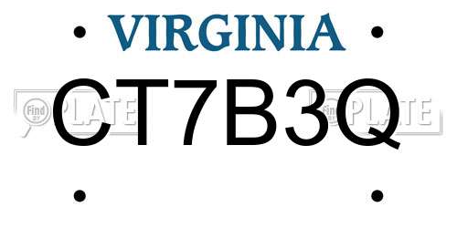 CT7B3Q Virginia License Plate
