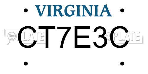 CT7E3C Virginia License Plate