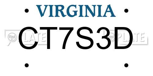 CT7S3D Virginia License Plate