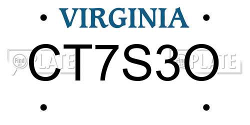 CT7S3O Virginia License Plate