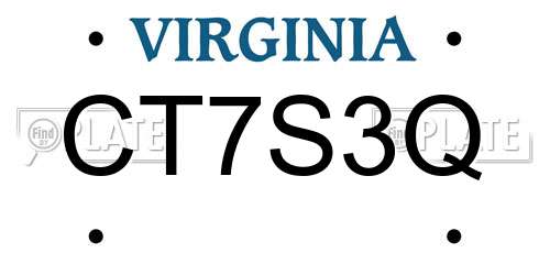 CT7S3Q Virginia License Plate