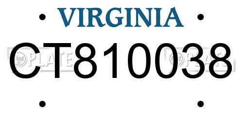 CT810038 Virginia License Plate