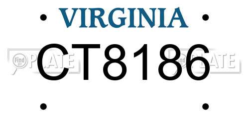 CT8186 Virginia License Plate