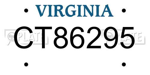 CT86295 Virginia License Plate