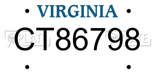 CT86798 Virginia License Plate