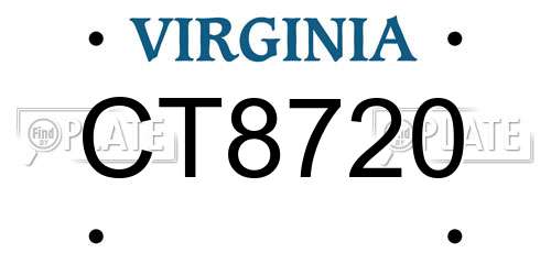 CT8720 Virginia License Plate