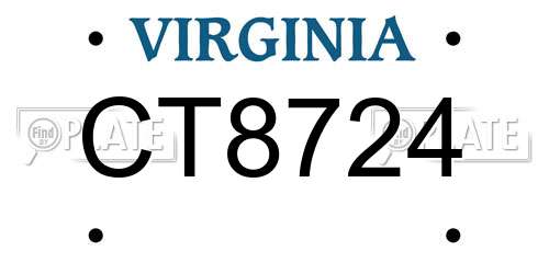CT8724 Virginia License Plate