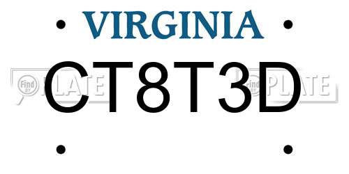 CT8T3D Virginia License Plate