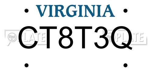 CT8T3Q Virginia License Plate