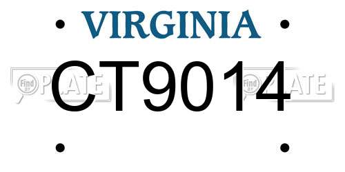 CT9014 Virginia License Plate