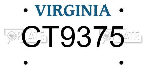 CT9375 Virginia License Plate