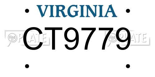 CT9779 Virginia License Plate