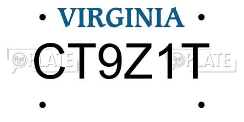 CT9Z1T Virginia License Plate