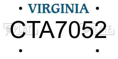 CTA7052 Virginia License Plate