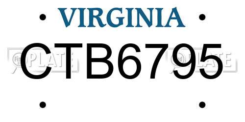 CTB6795 Virginia License Plate