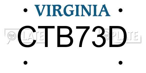 CTB73D Virginia License Plate