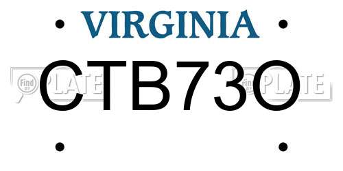 CTB73O Virginia License Plate