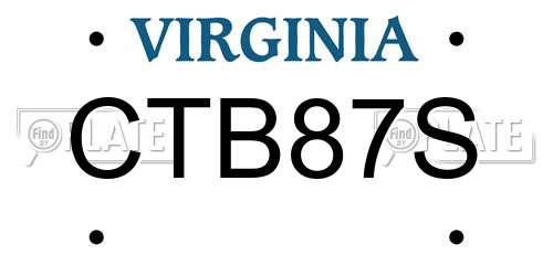 CTB87S Virginia License Plate