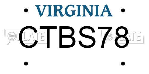 CTBS78 Virginia License Plate