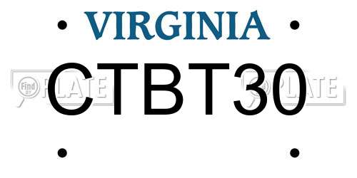 CTBT30 Virginia License Plate