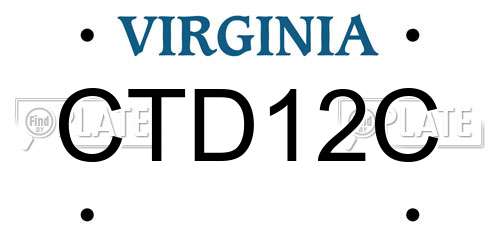 CTD12C Virginia License Plate