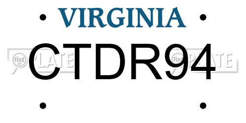 CTDR94 Virginia License Plate
