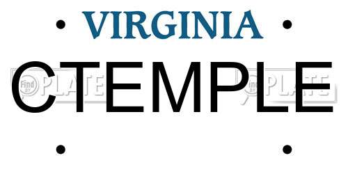 CTEMPLE Virginia License Plate