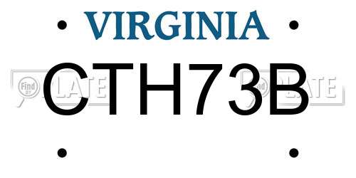 CTH73B Virginia License Plate