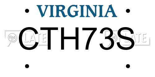 CTH73S Virginia License Plate
