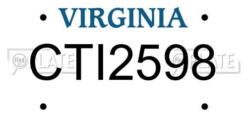 CTI2598 Virginia License Plate