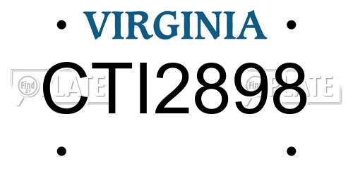 CTI2898 Virginia License Plate