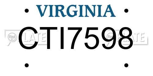 CTI7598 Virginia License Plate