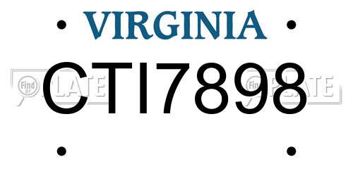 CTI7898 Virginia License Plate
