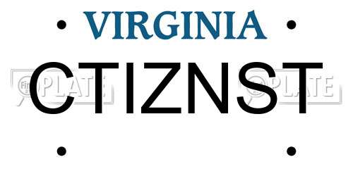 CTIZNST Virginia License Plate