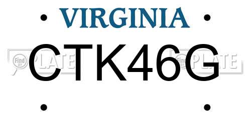 CTK46G Virginia License Plate